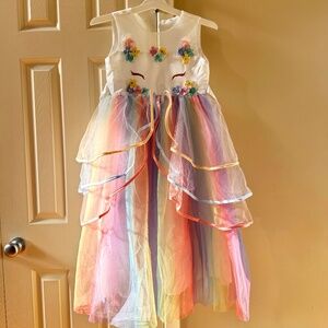 Girls Unicorn Tulle Dress Size 8-10 New Without Tags